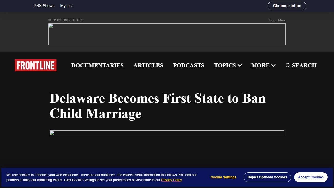 Delaware Becomes First State to Ban Child Marriage | FRONTLINE | PBS | Official Site | Documentary Series