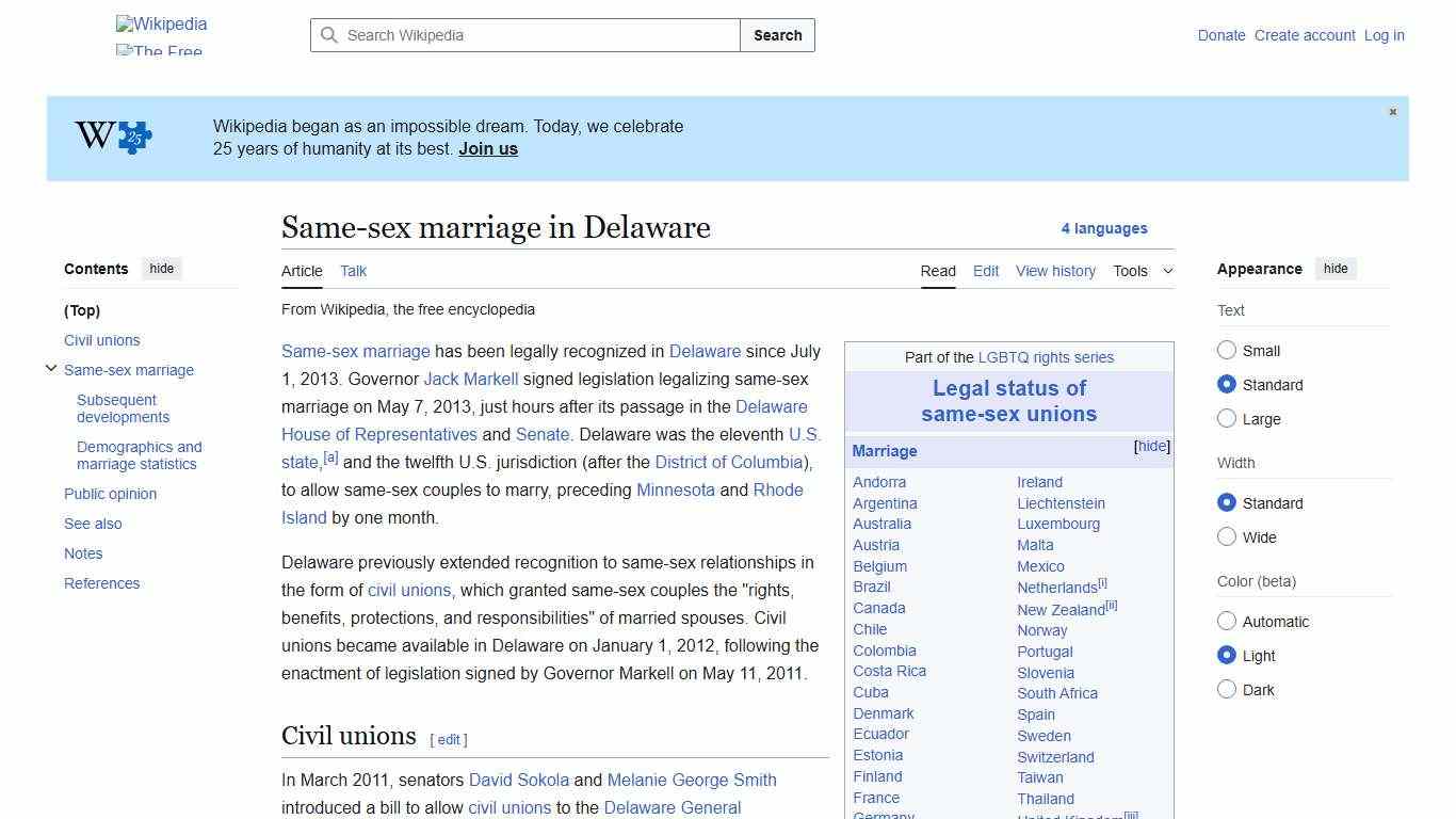 Same-sex marriage in Delaware - Wikipedia